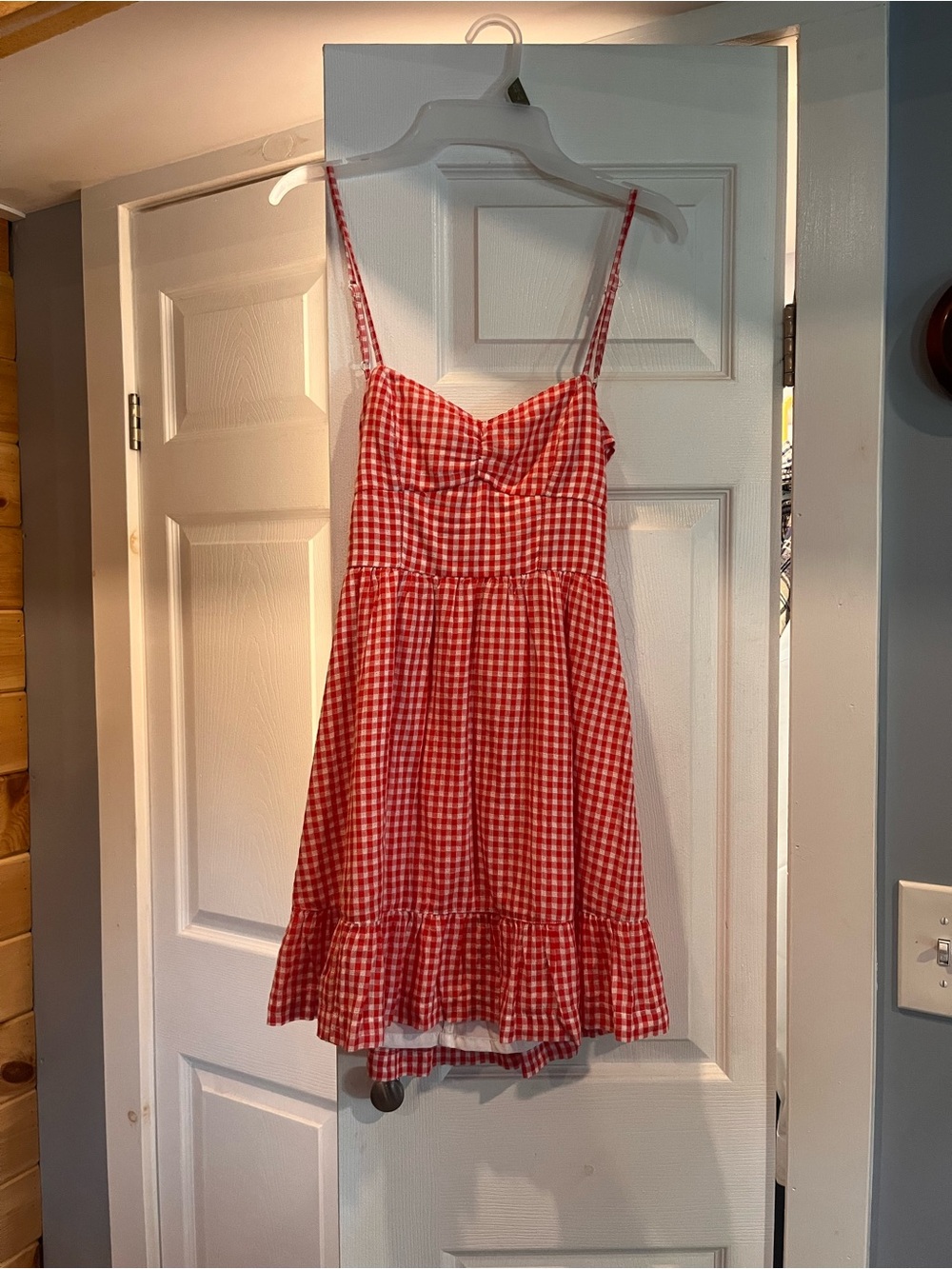 American Eagle Outfitters Pink and Red Gingham Sundress